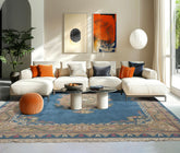 8x10 Baby Blue, Beige, Rose Color Hand Knotted French Aubusson Savonnerie Wool Traditional Oriental Rug